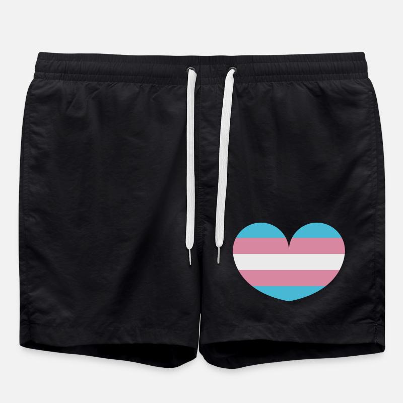 Drapeau trans heart - Short de bain - noir