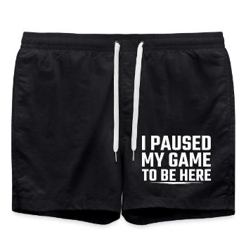 J’ai mis ma partie en pause pour être ici Joueur drôle - Short de bain - noir - Devant - AI Model Male 185 light (185cm)