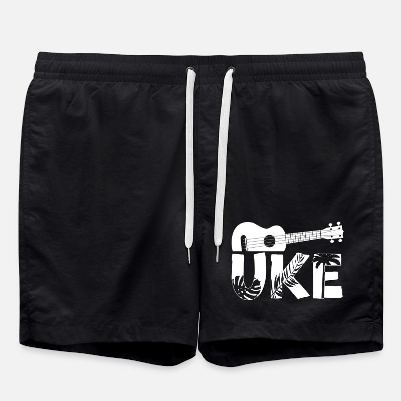 Hawaiian Ukulele Uke Uke - Swim Trunks - black