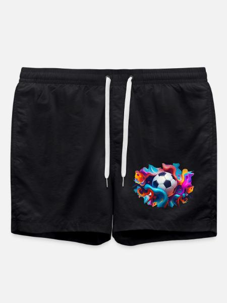 Colorful Soccer | Soccer Players - Swim Trunks - black