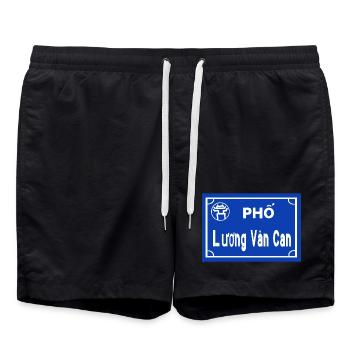 Strassen Schild hanoi Vietnam  - Badeshorts - Schwarz - Vorne - AI Model Male 185 light (185cm)