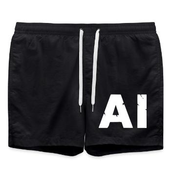 AI Artificial Intelligence Text Grunge Vektor - Badeshorts - Schwarz - Vorne - AI Model Male 185 light (185cm)