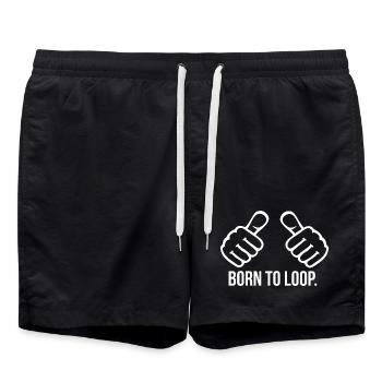 Born to Loop - Swim Trunks - black - Front - AI Model Male 185 light (185cm)