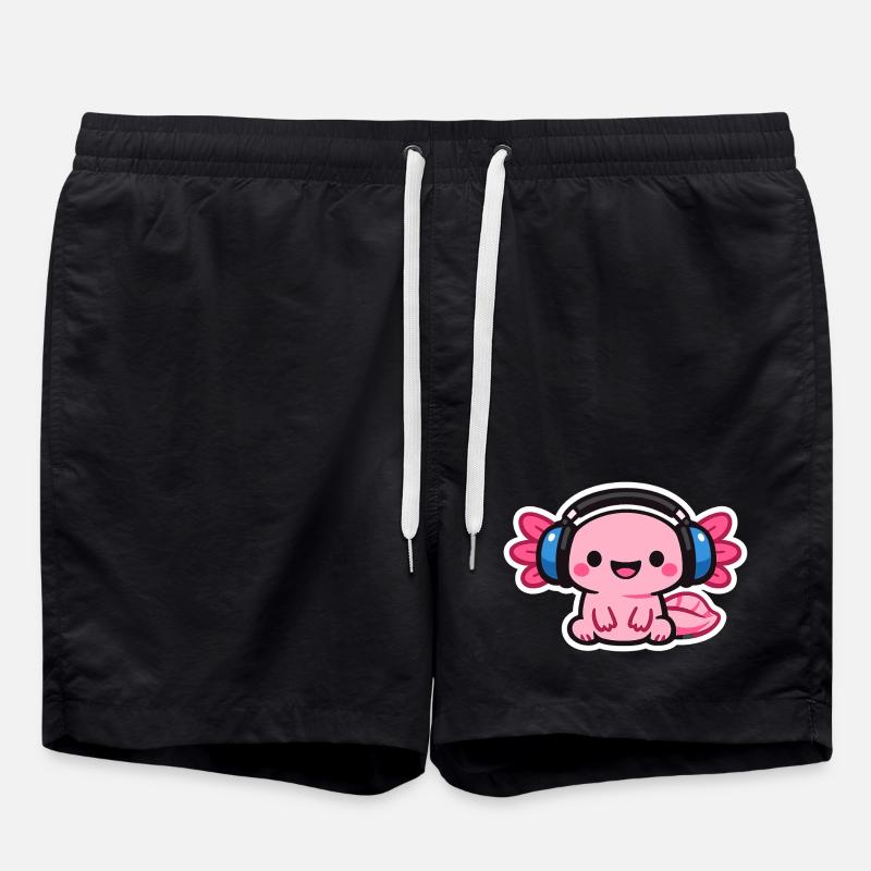 Kuscheliger Kopfhörer-Drache axolotl - Badeshorts - Schwarz