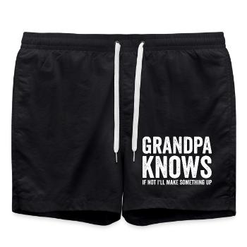 Opa weiß, wenn nicht, erfinde ich etwas Lustiges. - Badeshorts - Schwarz - Vorne - AI Model Male 185 light (185cm)