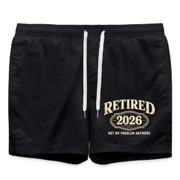 Ruhestand 2026 – nicht mehr mein Problem. Ruhestan - Badeshorts - Schwarz - Vorne - AI Model Male 185 light (185cm)