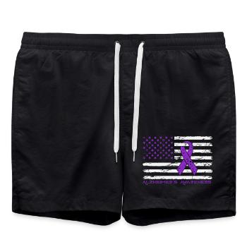 Ruban Violet Alzheimer Drapeau US - Short de bain - noir - Devant - AI Model Male 185 light (185cm)