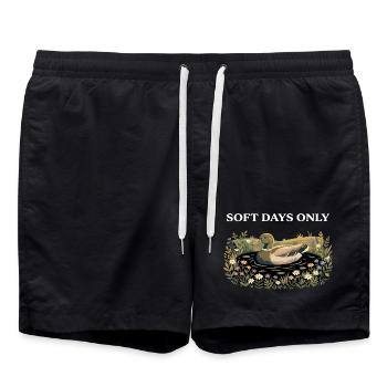 Duck in Bloom: Soft Days Cottagecore Farm - Swim Trunks - black - Front - AI Model Male 185 light (185cm)