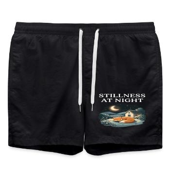Stille bei Nacht Fuchs-Tier-Cottagecore-Farm - Badeshorts - Schwarz - Vorne - AI Model Male 185 light (185cm)