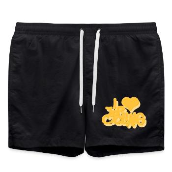 I_love_Cycling_gelb - Swim Trunks - black - Front - AI Model Male 185 light (185cm)