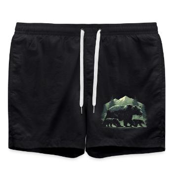 Bear Trail in Pine Dawn - Swim Trunks - black - Front - AI Model Male 185 light (185cm)