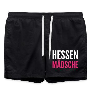 Hessen Mädchen Kontrast Pink - Badeshorts - Schwarz - Vorne - AI Model Male 185 light (185cm)