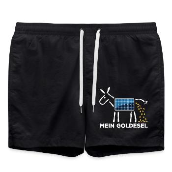 Märchen werden wahr - Mein Goldesel - Photovoltaik - Badeshorts - Schwarz - Vorne - AI Model Male 185 light (185cm)