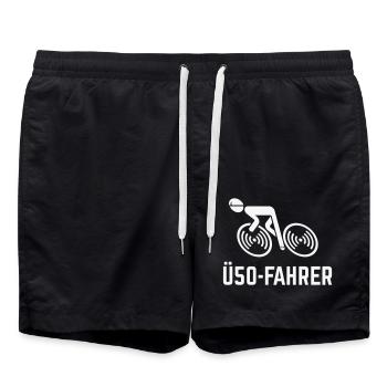 Ü50-Fahrer (Rennradfahrer / Rennrad / Fahrrad / W) - Badeshorts - Schwarz - Vorne - AI Model Male 185 light (185cm)