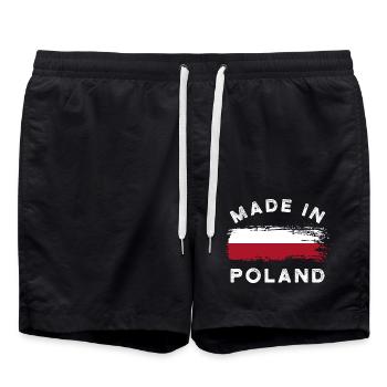 Made in Poland - Poland Flag - Swim Trunks - black - Front - AI Model Male 185 light (185cm)