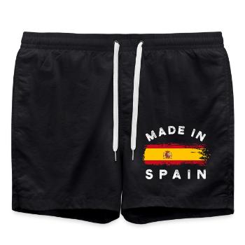 Made in Spain - Spain Flag - Swim Trunks - black - Front - AI Model Male 185 light (185cm)