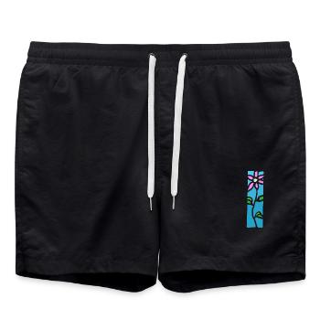 Fleur d'ornement - couleurs fleurs et conception de la nature - Short de bain - noir - Devant - AI Model Male 185 light (185cm)