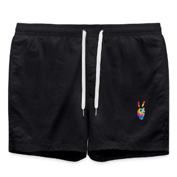Frieden Sieg Batik-Handzeichen - Badeshorts - Schwarz - Vorne - AI Model Male 185 light (185cm)