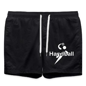 Handball Caractères en bâtons caractères au centre blanc - Short de bain - noir - Devant - AI Model Male 185 light (185cm)