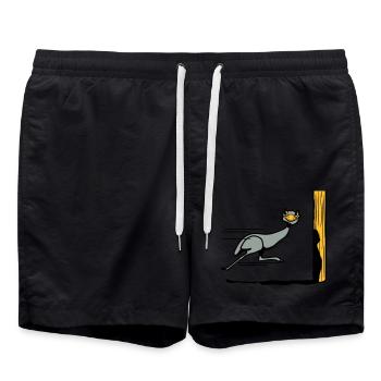 Lustig Emu Strauss rennen witzig comic Cool - Badeshorts - Schwarz - Vorne - AI Model Male 185 light (185cm)