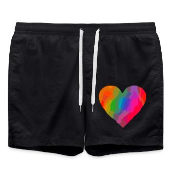 herz bunt - Badeshorts - Schwarz - Vorne - AI Model Male 185 light (185cm)