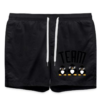 Logo Team Penguins - Swim Trunks - black - Front - AI Model Male 185 light (185cm)