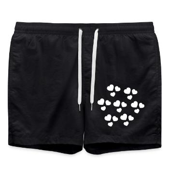 HERZ. HERZ. HERZ. KÜSSEN. SCHMATZEN. KÜSST. - Badeshorts - Schwarz - Vorne - AI Model Male 185 light (185cm)