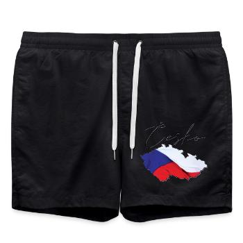 Tschechien Flagge in der Tschechien Landkarte CZ - Badeshorts - Schwarz - Vorne - AI Model Male 185 light (185cm)