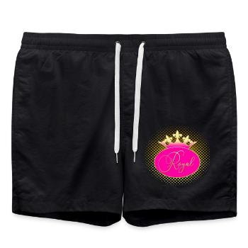 ROYAL Krone Gold Pink - Badeshorts - Schwarz - Vorne - AI Model Male 185 light (185cm)