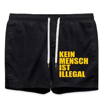 kein mensch ist illegal - Badeshorts - Schwarz - Vorne - AI Model Male 185 light (185cm)