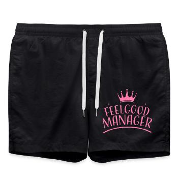 Gestionnaire de bien-être rose couronne - Short de bain - noir - Devant - AI Model Male 185 light (185cm)