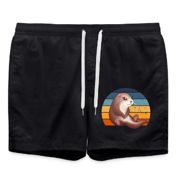 Douce Loutre Rétro - Short de bain - noir - Devant - AI Model Male 185 light (185cm)