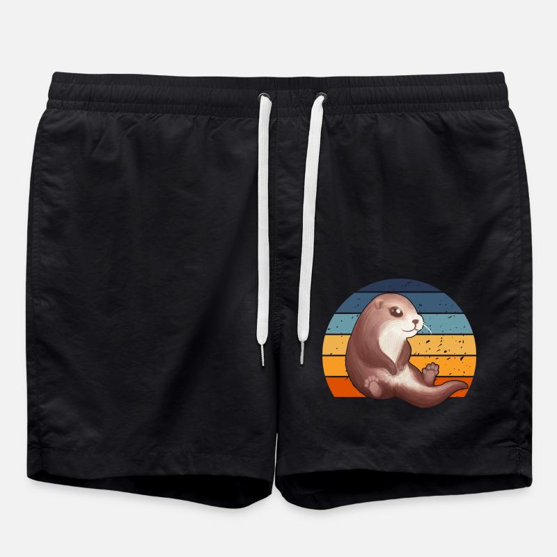 Süßer Retro Otter - Badeshorts - Schwarz