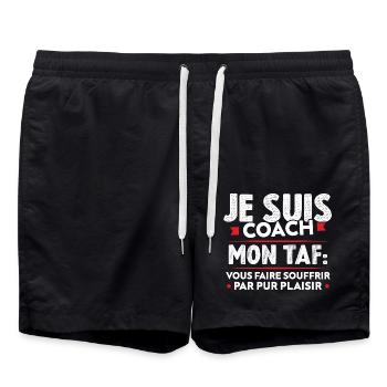 Je suis coach, Humour cadeau sportif coach - Short de bain - noir - Devant - AI Model Male 185 light (185cm)