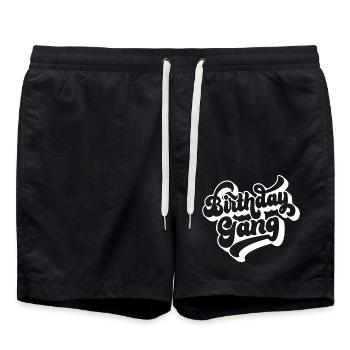 Anniversaire Gang Matching Groupe Fête d’Anniversaire Cadeau - Short de bain - noir - Devant - AI Model Male 185 light (185cm)
