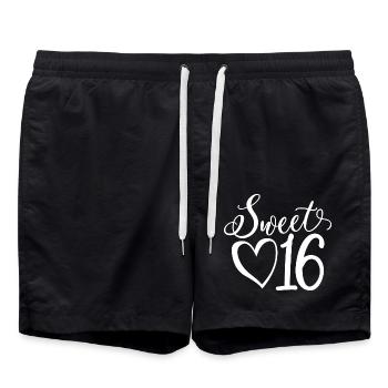 Sweet Sixteen Mignon cadeau de 16 ans - Short de bain - noir - Devant - AI Model Male 185 light (185cm)