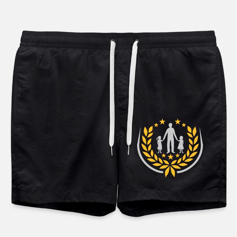 Laurel wreath father 2 daughters - Swim Trunks - black