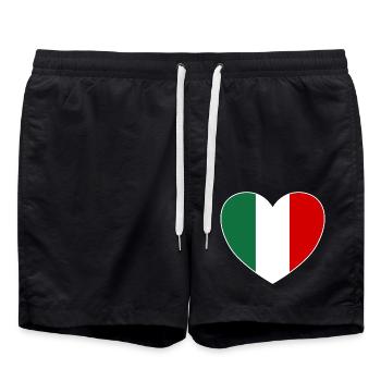 Italien Flagge Herz breit - Badeshorts - Schwarz - Vorne - AI Model Male 185 light (185cm)