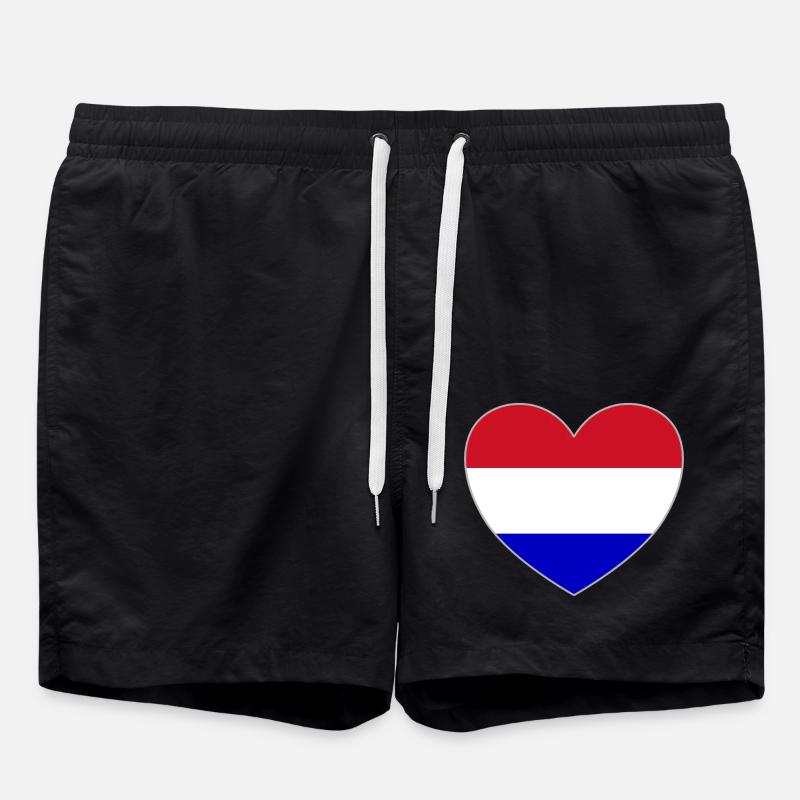 Holland Flagge Herz - Badeshorts - Schwarz