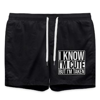 cute but taken Zitat - Badeshorts - Schwarz - Vorne - AI Model Male 185 light (185cm)