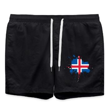 Iceland Flagge Fleckendesign - Badeshorts - Schwarz - Vorne - AI Model Male 185 light (185cm)