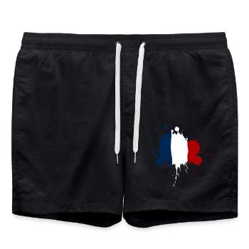 Conception de la tache du drapeau de la France - Short de bain - noir - Devant - AI Model Male 185 light (185cm)
