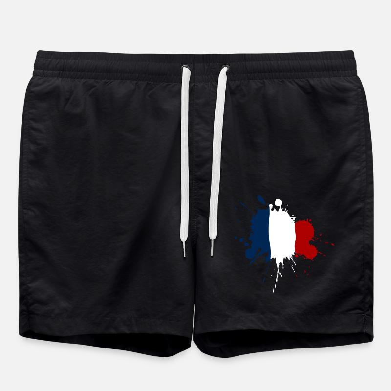 Frankreich Flagge Fleckendesign - Badeshorts - Schwarz