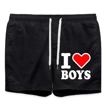 I love boys - Badeshorts - Schwarz - Vorne - AI Model Male 185 light (185cm)