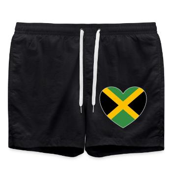 Jamaika Flagge Herz - Badeshorts - Schwarz - Vorne - AI Model Male 185 light (185cm)