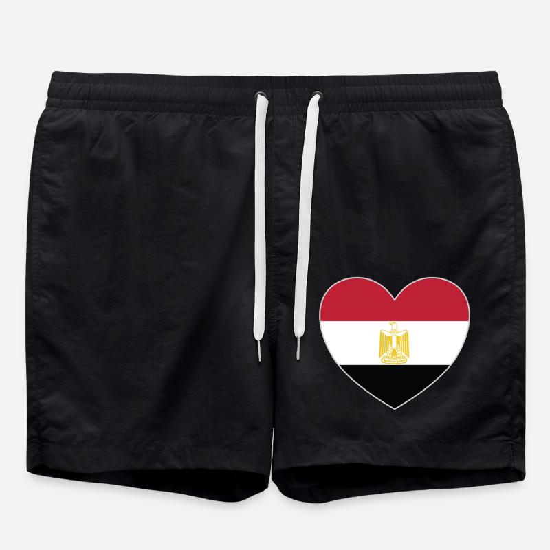 Egypte Drapeau Coeur - Short de bain - noir