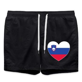 Slovenia Flag Heart - Swim Trunks - black - Front - AI Model Male 185 light (185cm)