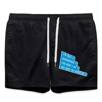 what I say quote - Swim Trunks - black - Front - AI Model Male 185 light (185cm)