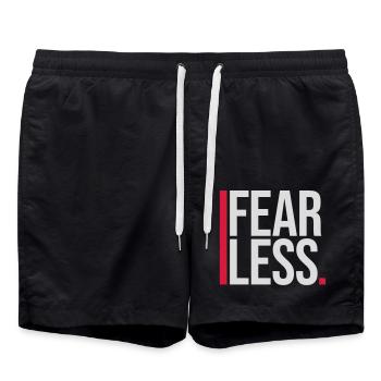 fearless Text Quote Design - Swim Trunks - black - Front - AI Model Male 185 light (185cm)