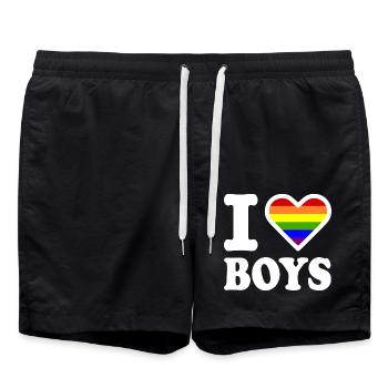 I love boys - Swim Trunks - black - Front - AI Model Male 185 light (185cm)